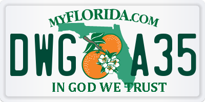 FL license plate DWGA35