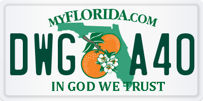 FL license plate DWGA40