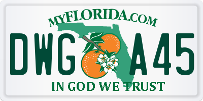 FL license plate DWGA45