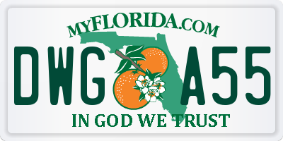 FL license plate DWGA55