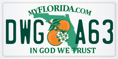 FL license plate DWGA63