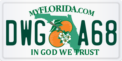 FL license plate DWGA68
