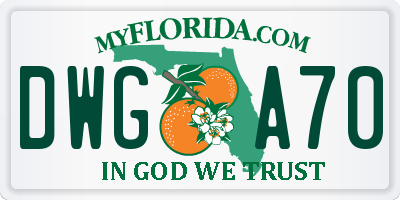 FL license plate DWGA70