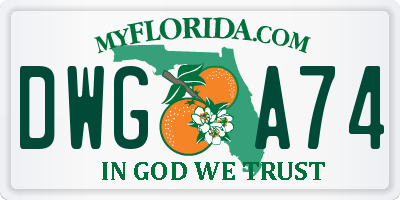 FL license plate DWGA74