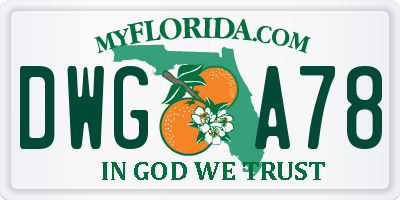 FL license plate DWGA78