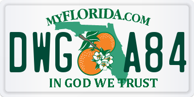 FL license plate DWGA84