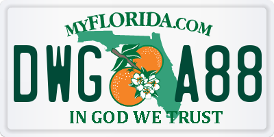 FL license plate DWGA88