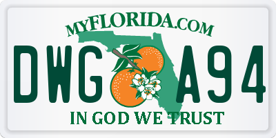 FL license plate DWGA94