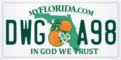 FL license plate DWGA98