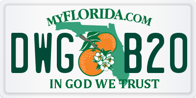 FL license plate DWGB20