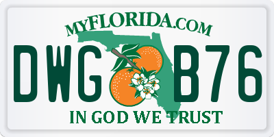 FL license plate DWGB76