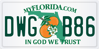 FL license plate DWGB86