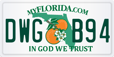 FL license plate DWGB94