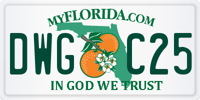 FL license plate DWGC25