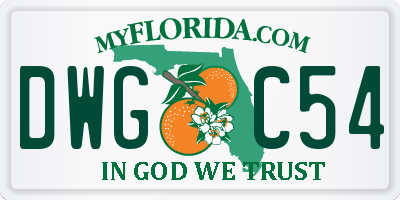 FL license plate DWGC54
