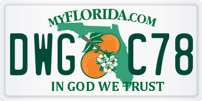 FL license plate DWGC78
