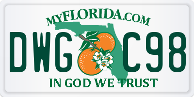 FL license plate DWGC98