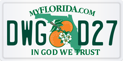 FL license plate DWGD27