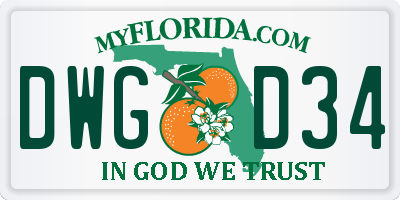 FL license plate DWGD34