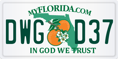 FL license plate DWGD37
