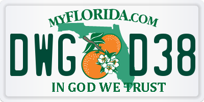 FL license plate DWGD38