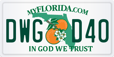 FL license plate DWGD40