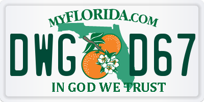 FL license plate DWGD67