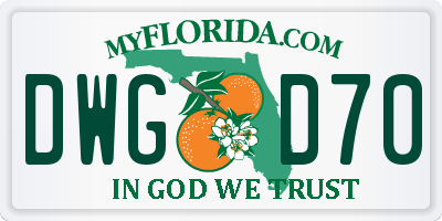 FL license plate DWGD70