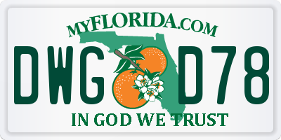 FL license plate DWGD78