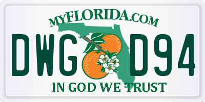 FL license plate DWGD94