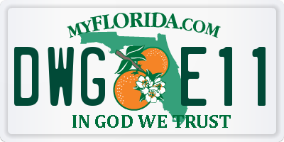 FL license plate DWGE11