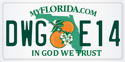 FL license plate DWGE14