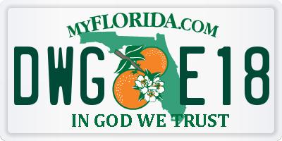 FL license plate DWGE18