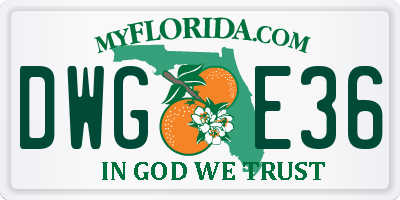 FL license plate DWGE36