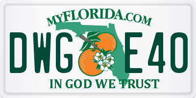 FL license plate DWGE40