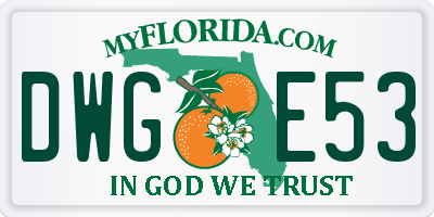 FL license plate DWGE53