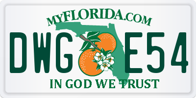 FL license plate DWGE54