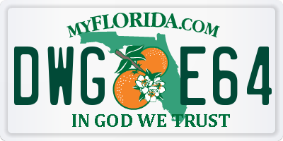FL license plate DWGE64