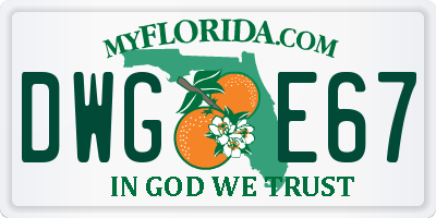 FL license plate DWGE67