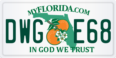 FL license plate DWGE68