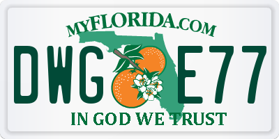 FL license plate DWGE77