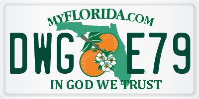 FL license plate DWGE79