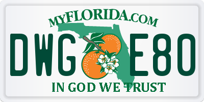 FL license plate DWGE80
