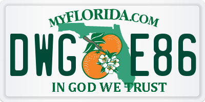 FL license plate DWGE86