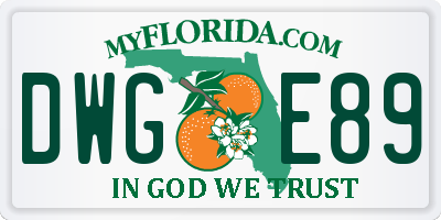 FL license plate DWGE89