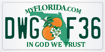 FL license plate DWGF36