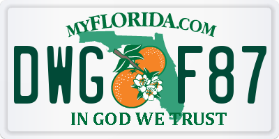 FL license plate DWGF87