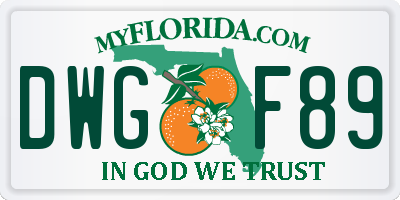 FL license plate DWGF89