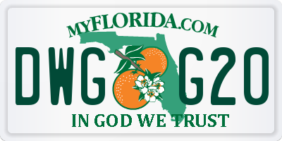 FL license plate DWGG20
