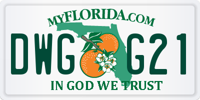 FL license plate DWGG21